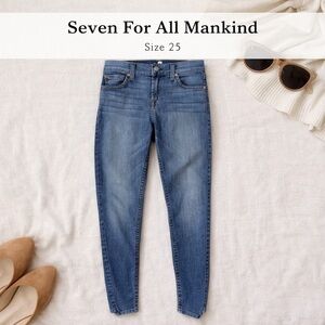 Seven For All Mankind Medium Wash Skinny Jeans Size 25 Good Condition